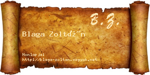Blaga Zoltán névjegykártya